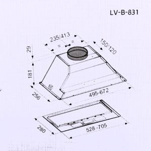 קולט אדים אינטגרלי LyVent ליוונט 52 סמ מדגם:LV-B-831